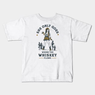 Funny Vintage Western Cowgirl Whiskey Lover Shirt Kids T-Shirt